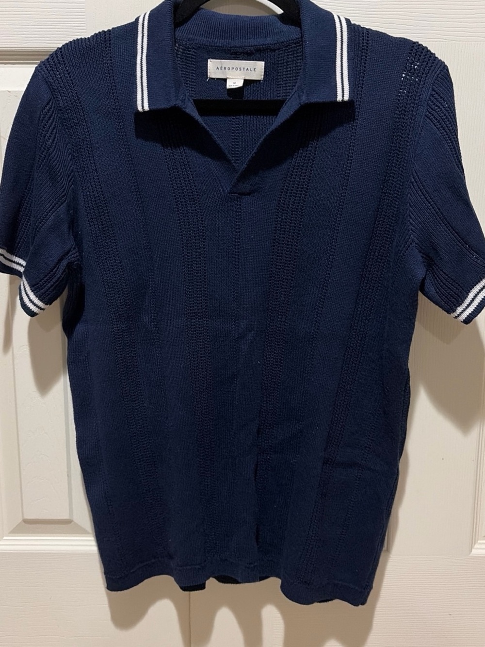 Aeropostale Navy Textured Polo Sweater